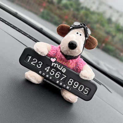 Plush Dolls, Car Interior Sürətlər qutusu və əl tormozu başlıqları - stop-sign-black-cute-dog-in-pink-clothes