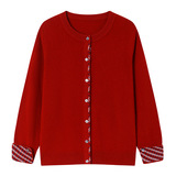 秋冬新款羊毛针织衫开衫圆领长袖百搭针织衫妈妈毛衣时尚100%毛，女装针织衫/毛衣，妃慕昵服饰