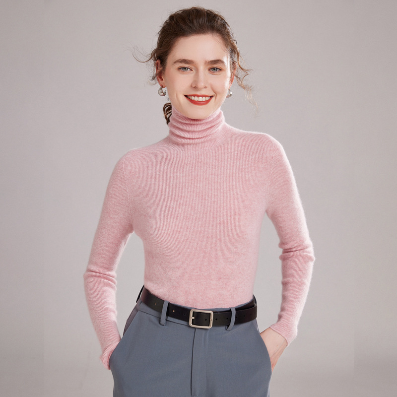 Seamless Tight High Collar Cashmere Sweater Women's Solid Color Slim-fit Pullover Sweater Elegant Inner Knitted Cashmere Base Shirt Women