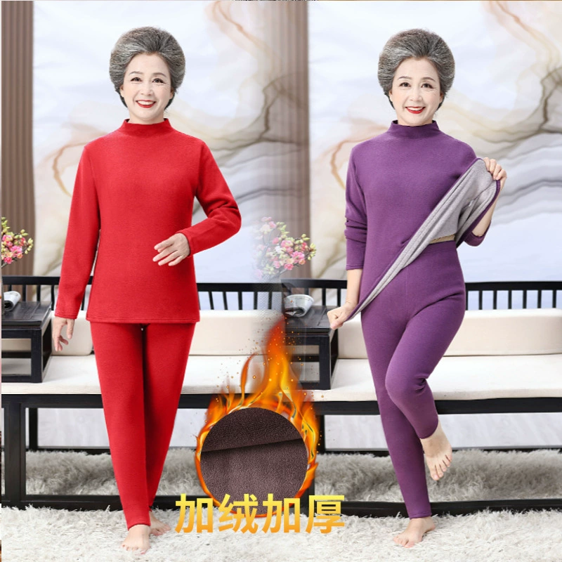 Термобелье среднего и пожилого возраста, женский бархатный костюм бабушки, зимняя одежда, свитер из катионного хлопка для пожилых людей