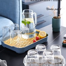 双层沥水盘塑料长方形置物架子厨房茶水托盘茶盘家用水果盘茶金小