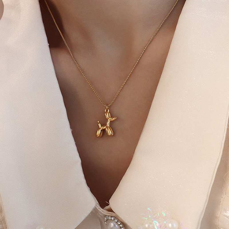 simple balloon pendant necklace three-dimensional dog alloy necklace