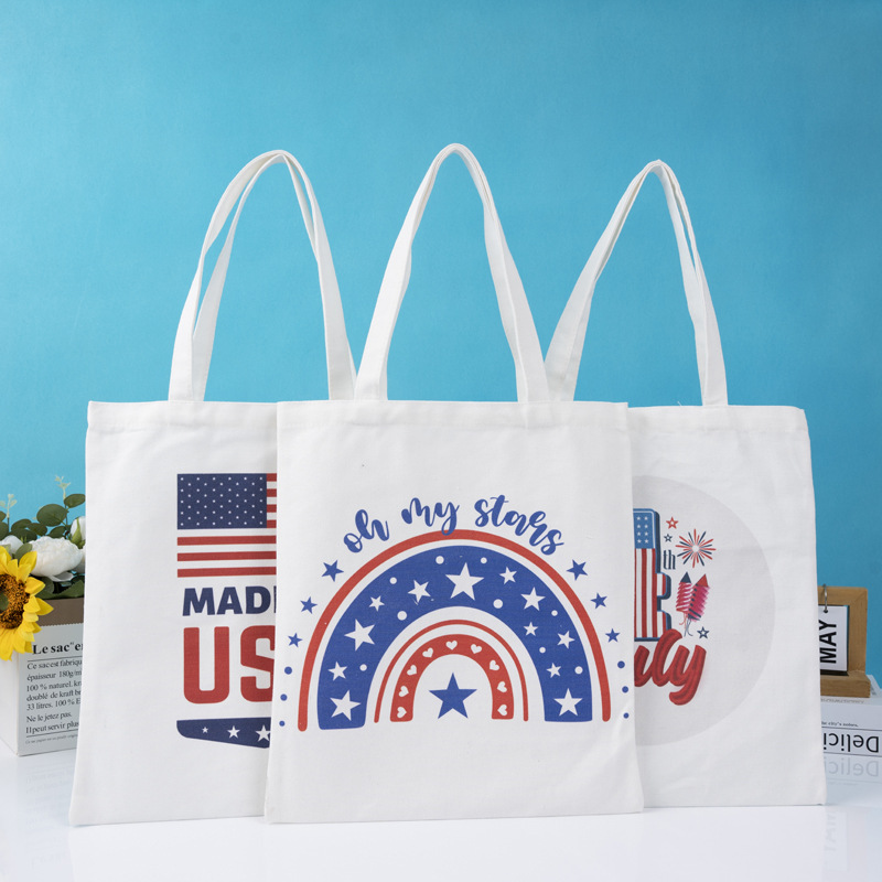 跨境7月4日美国国旗独立日派对帆布袋爱国者聚会购物袋节日手提袋