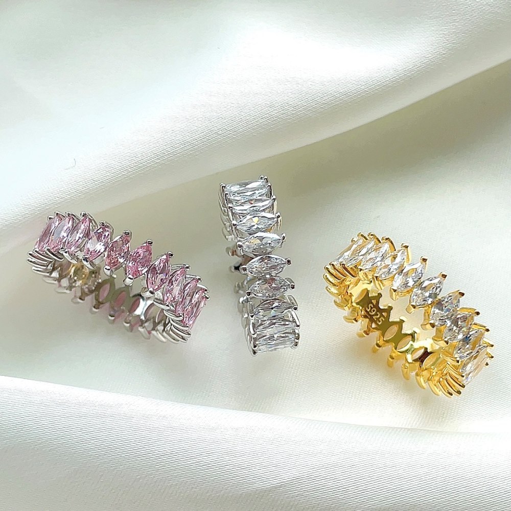 Fashion Solid Color Sterling Silver Inlay Zircon Rings 1 Piece