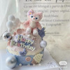 Fox cake decoration card pink little fox children's birthday cake girl surrounding plug -in