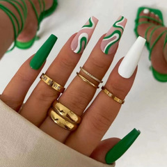 Fashionable long-lasting ballerina nails with fresh wave patterns, Instagram-style wearable nail art, naturally sweet and cool nail design
