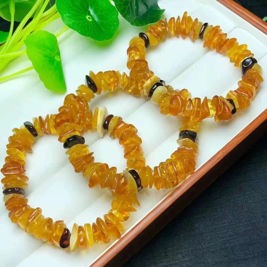 Браслет из натурального янтаря, сырой янтарь Балтийского моря, браслет из сырого воска, браслет из неровного гравия, оптом