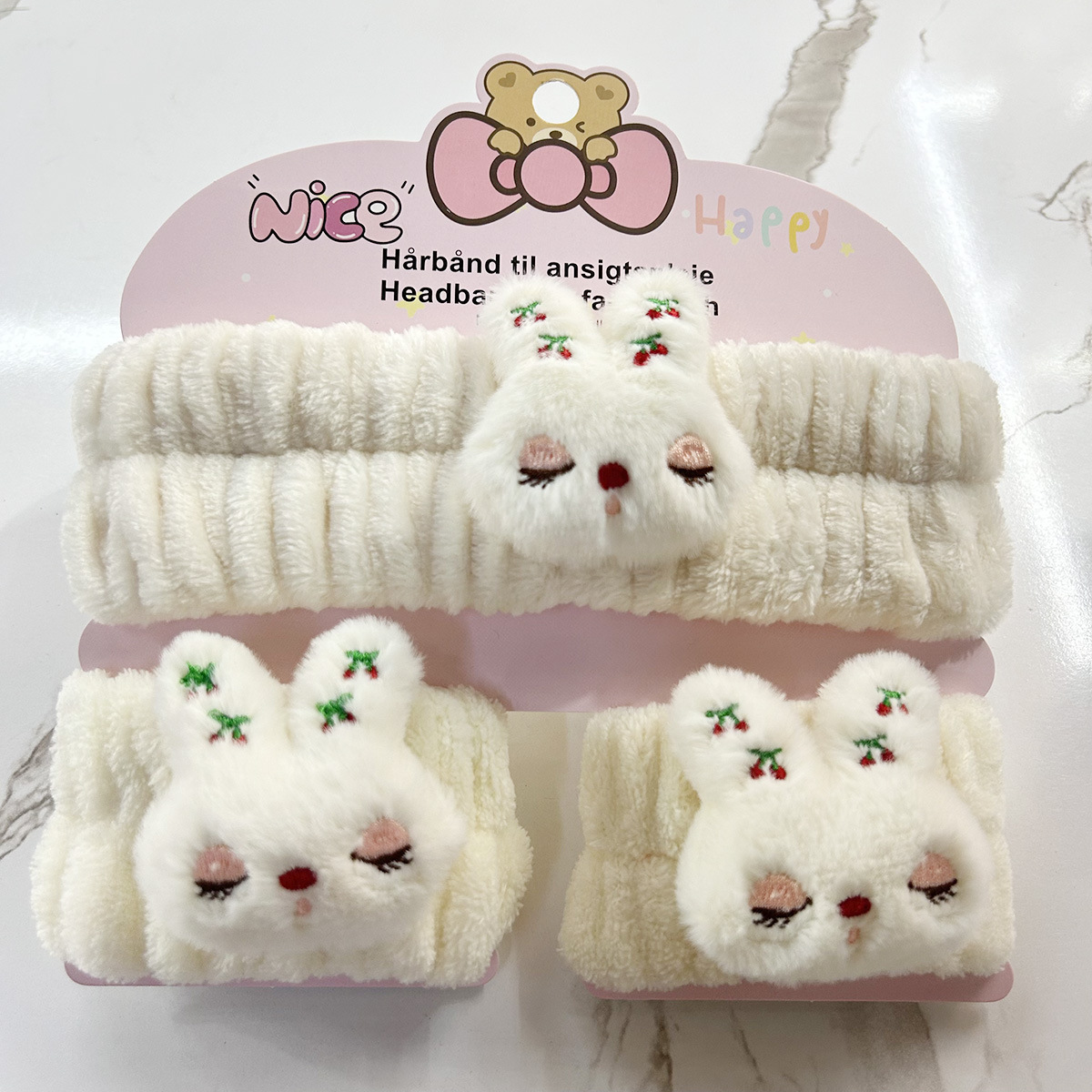Banda de cabello de moda con tarjeta de papel dulce decoración de animales pequeños de peluche de lavado banda de cabello de dibujos animados correa de muñeca tridimensional
