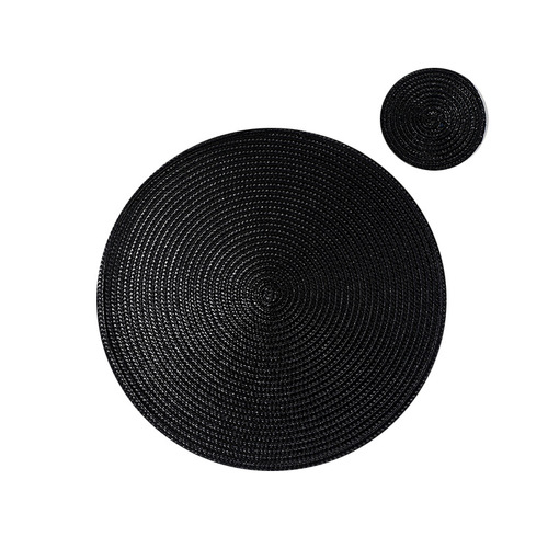 Nordic-style round hollow PP woven placemat coaster hotel table heat insulating mat solid color set Western placemat wholesale