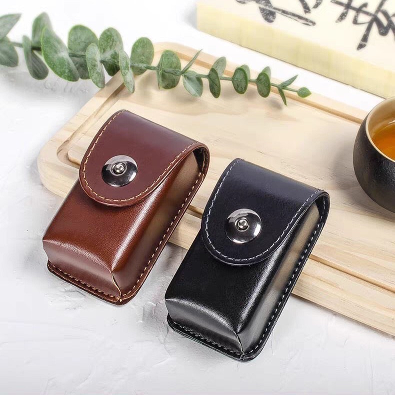 Presbyoscopic Glasses Foldable Glasses Case Pressure-resistant and Pressure-resistant Wearable Belt Hanging Waist Men's Leather Case Portable Small and High-value