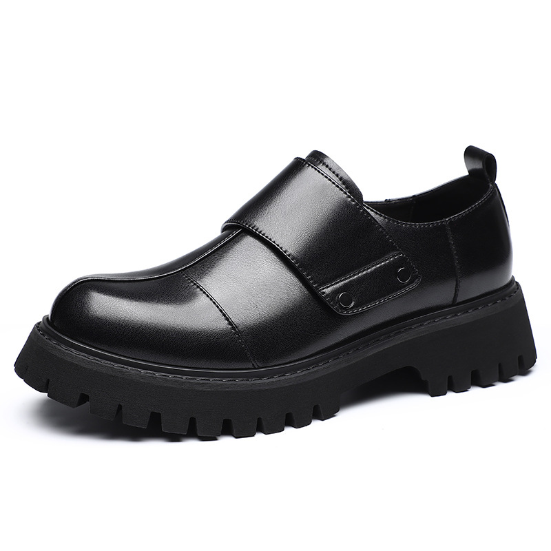 Men's Leather Shoes, New Autumn Model, British Style Casual Workwear, Thick-soled, Height-increasing, Large-toe Shoes_vogvips.com