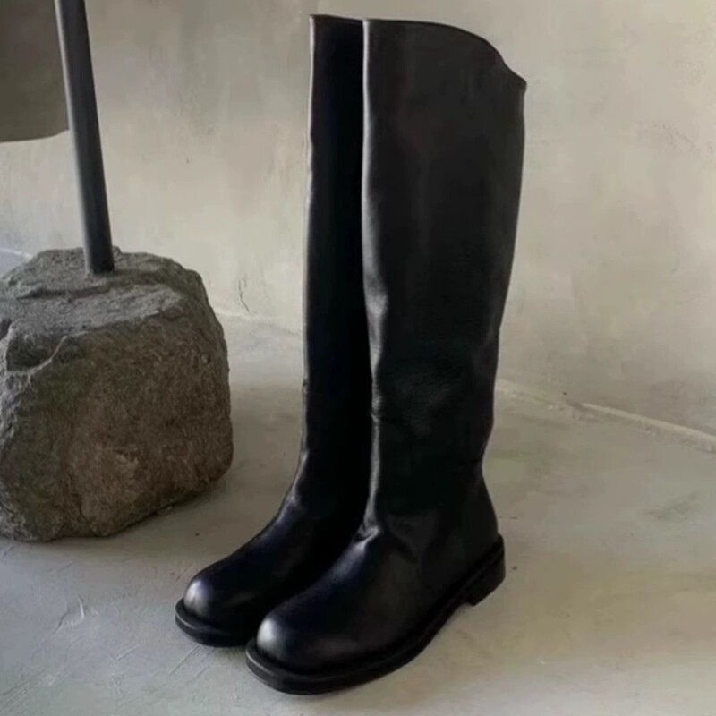 Cowhide Version ~ Korean Version Slimming Look Large Tube High Tube Knight Boots Women's Thick Heel Genuine Leather Knee Boots Super Soft Long Tube Women's Boots Cowhide Version ~ Korean Version Slimming Look Large Tube High Tube Knight Boots Women's Thick Heel Genuine Leather Knee Boots Super Soft Long Tube Women's Boots