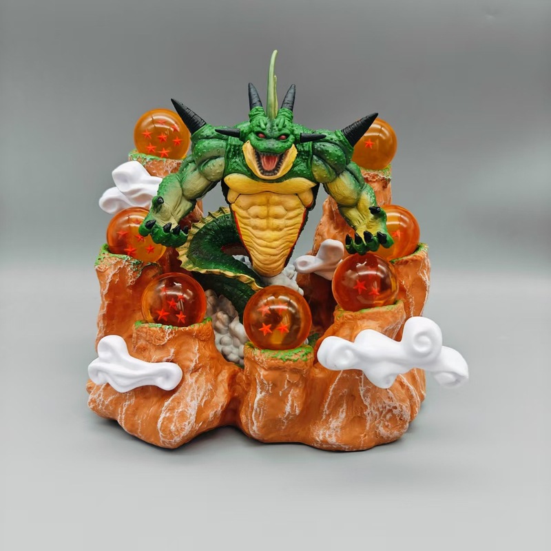 ドラゴンボール周辺 ボルンガ神龍 フィギュア シーン クリスタルボール付き 願いを叶える小石山台座モデル 置物 おもちゃ|undefined