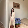 碎花法式气质v领连衣裙