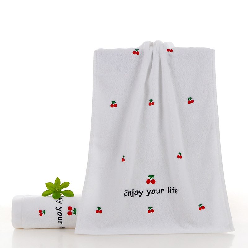 화이트/체리 풀 자수
