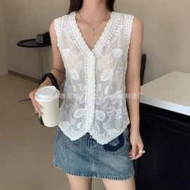 蕾丝衫雪纺衫;吊带背心;女式针织衫