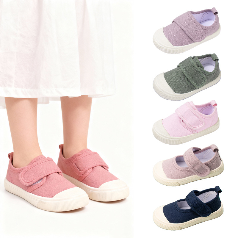 Spring and Autum Low-Top Boys' Canvas Shoes, Casual Children's Indoor Flats Shoes, Baotou Anti-Kicking Baby Girl's Shoes