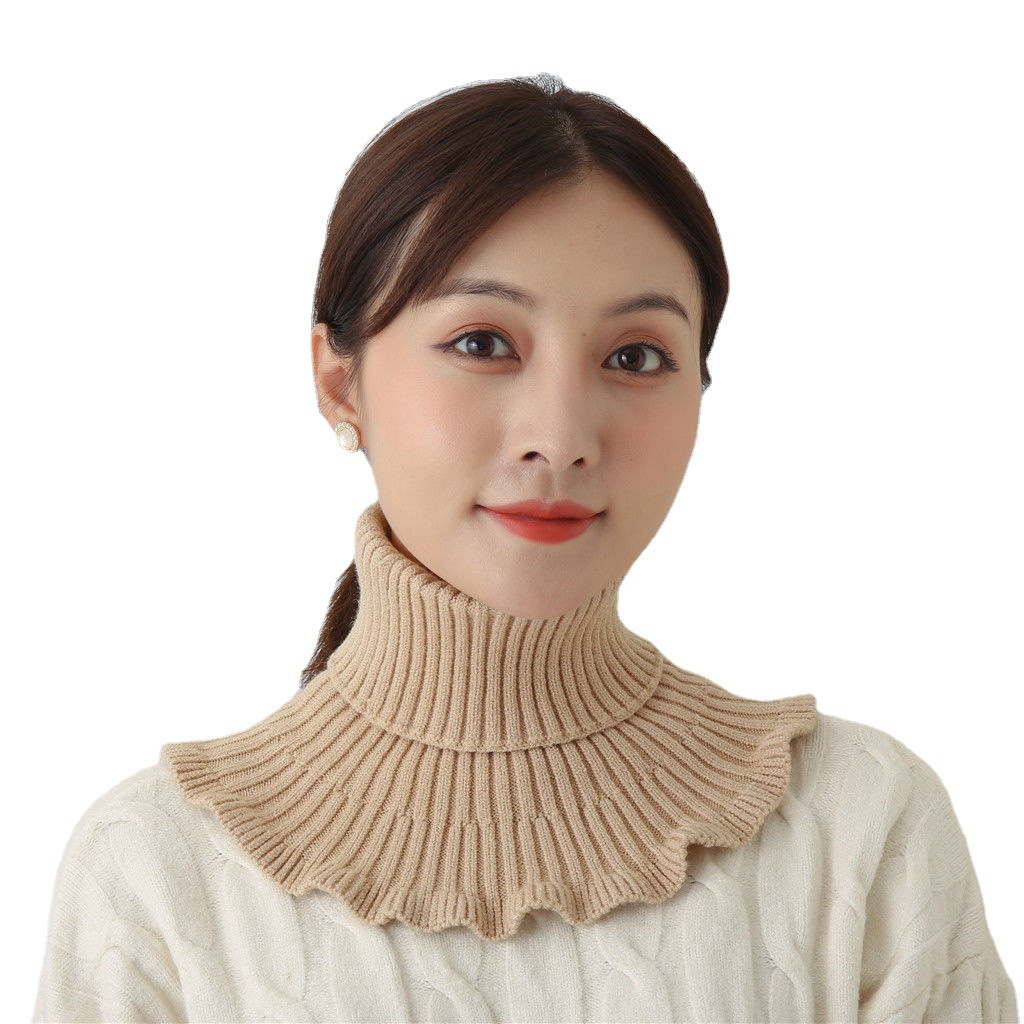 Sciarpa lavorata a maglia, decorazione versatile in tinta unita da donna, colletto, copricapo caldo autunnale e invernale, collo_voghion.com