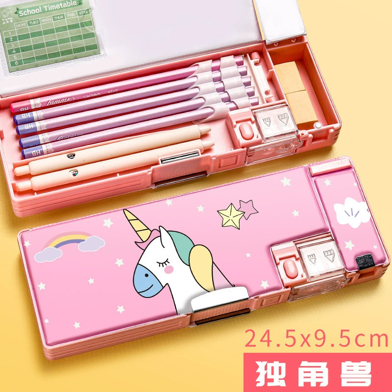 Children's universal plastic double-layer pencil case for boys for elementary school students for kindergarten, new collection
