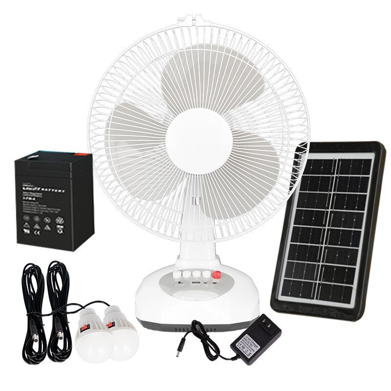 Southeast Asia 052 Ac/Dc Solar Fan Set with Oscillation, Rechargeable, with Light, Table Fan, Solar Powered