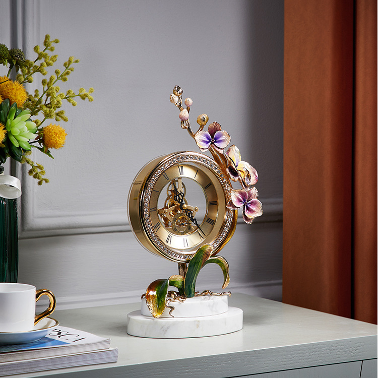 Light Luxury Enamel Color Desk Clock Ornaments Living Room Desktop Mechanical Gear Decorative Desk Clock Home Creative Table Decorations