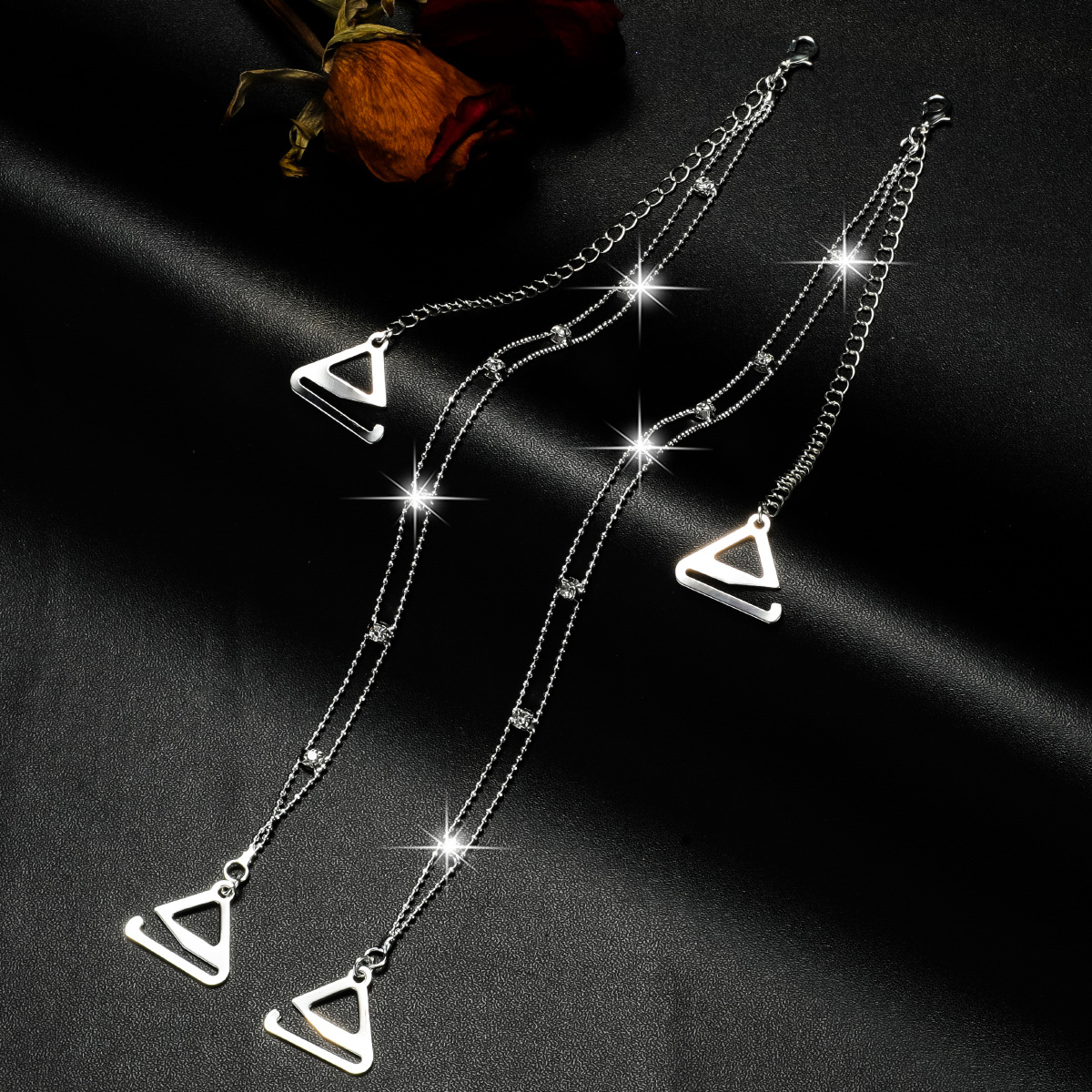 체인 라인스톤 실버