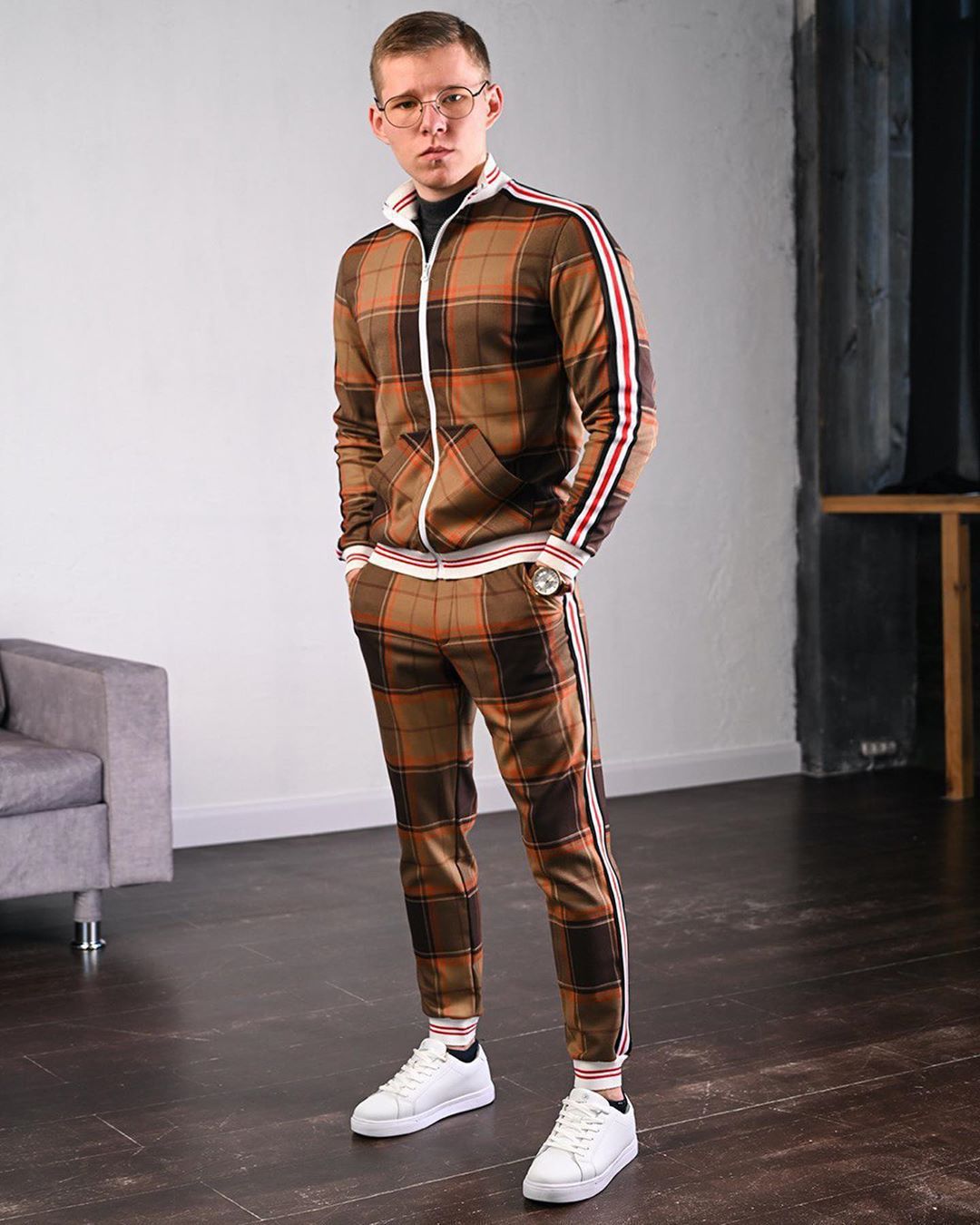 Herrenbekleidung Herrenanzug Herbstsportanzug Herren europäische und amerikanische Modemarke Sportbekleidung zweiteiliger Anzug HerrenHe_voghion.com