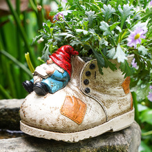 装饰花盆树脂工艺品靴子花瓶摆件创意大头鞋可爱精灵复古小花盆