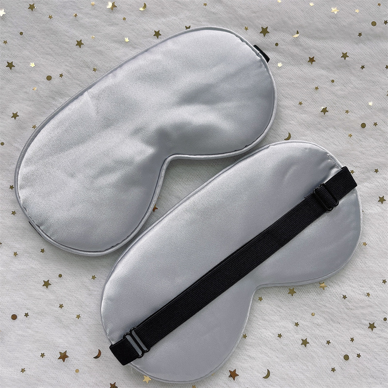 Máscara de ojo de seda artificial hebilla de ajuste color sólido mismo borde de color morera seda sueño sombreado máscara de ojo de seda en stock al por mayor