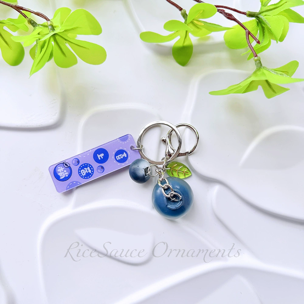 Acrylic Fruit Keychain Pendant, Cute Mini Charm with Leaf Tag, Single or Multi‑Piece Options
