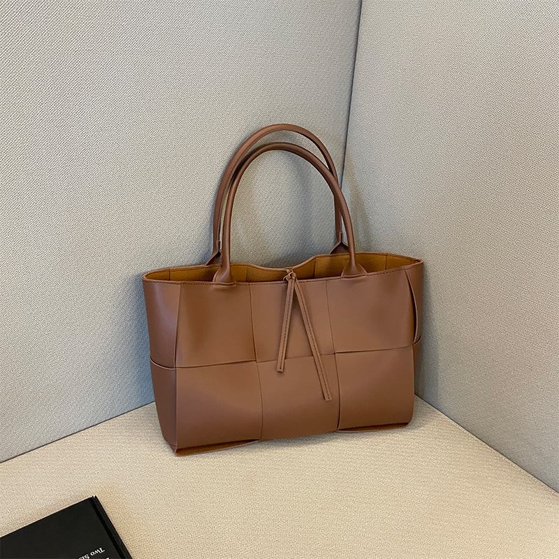 女2024新款百搭兩件套時尚洋氣設計洋氣大容量單肩手提編織托特包