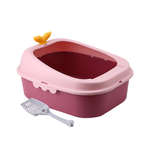 Cat litter box deodorizing semi-enclosed large size anti-splash plastic cat nest thickened removable and washable cat toilet with cat litter scoop