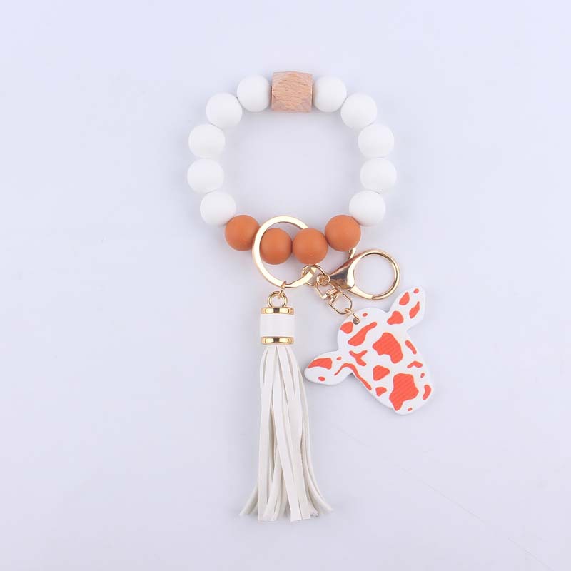 Korean Style Animal Wood Silica Gel Metal Beaded Unisex Keychain display picture 5