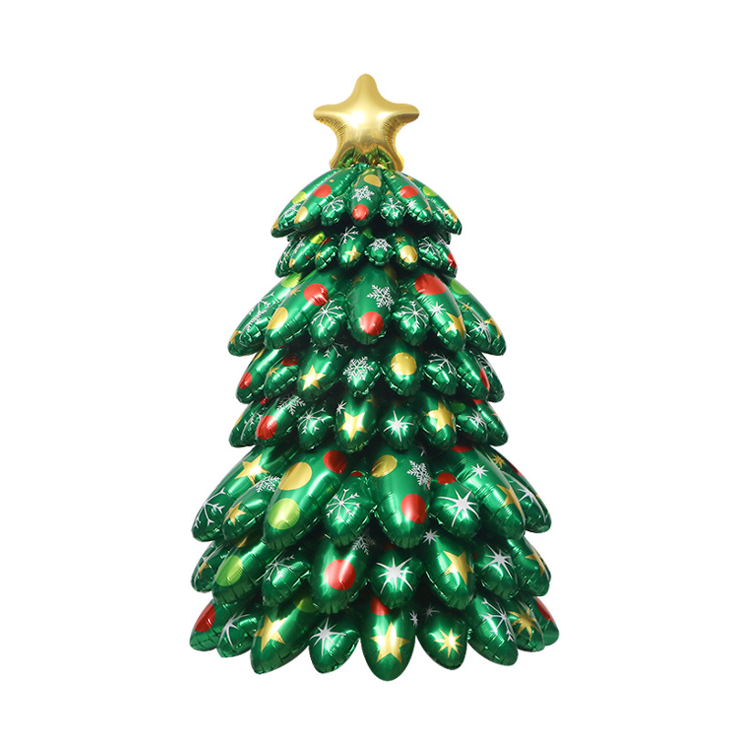 Nuevo en stock accesorios de decoración navideña globo de juguete 4D tridimensional de pie súper grande globo de árbol de Navidad