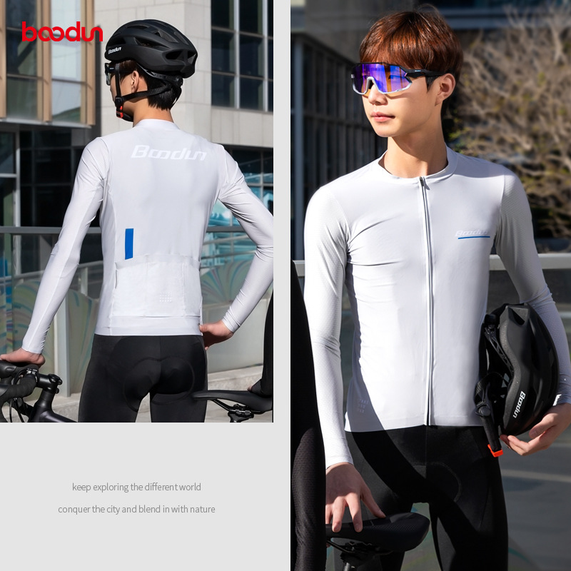 Long sleeve cycling clothes men's top moisture wicking bicycle road bike long sleeve breathable zipper high elastic cycling clothes
