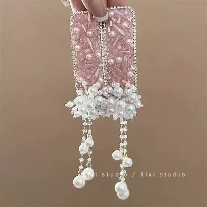 璀璨星河~黑曜石闪钻名族风铃铛流苏发夹女感甜美前额侧边夹包邮|undefined