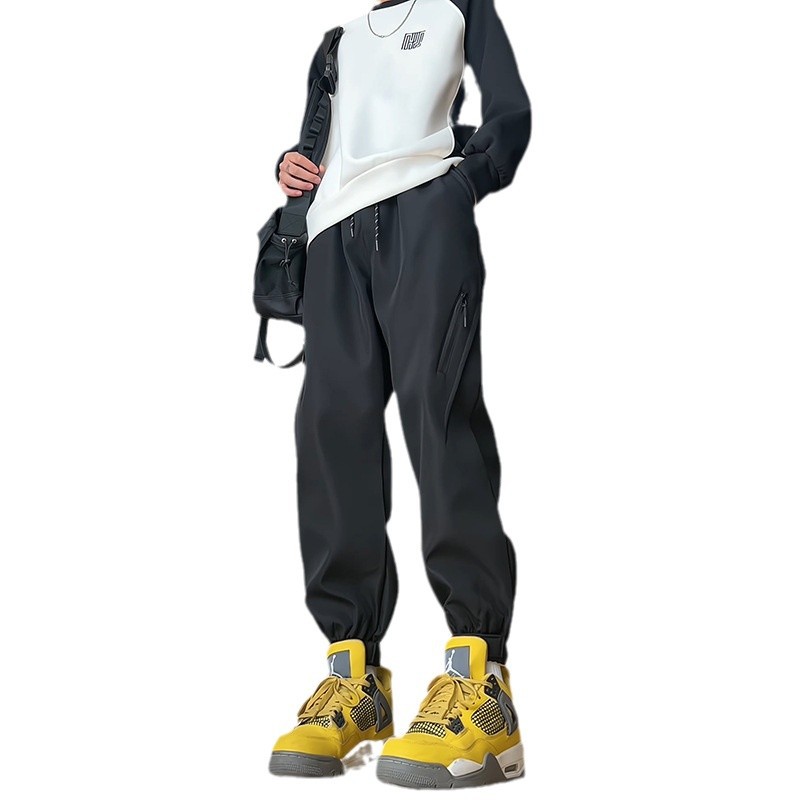 Pantalones de botas martin de lana negra con pantalones de invierno masculinos con pantalones de camisa de lana gruesa