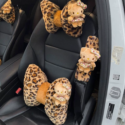 pillow leopard print kitten car: Headrest