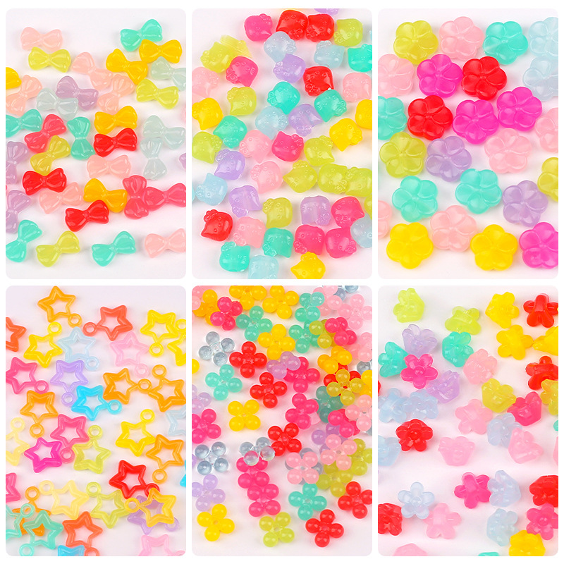 Children's DIY Bead String Beads Pound Packaging Fruit Language Beads Candy Color Handmade Necklace Bracelet Bulk
