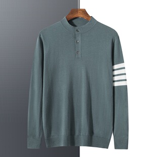 New Arrival Fashion Easiest for Match Long Sleeve Zipper Knitted Sweater Casual Casual Style Polo Shirt Wholesale