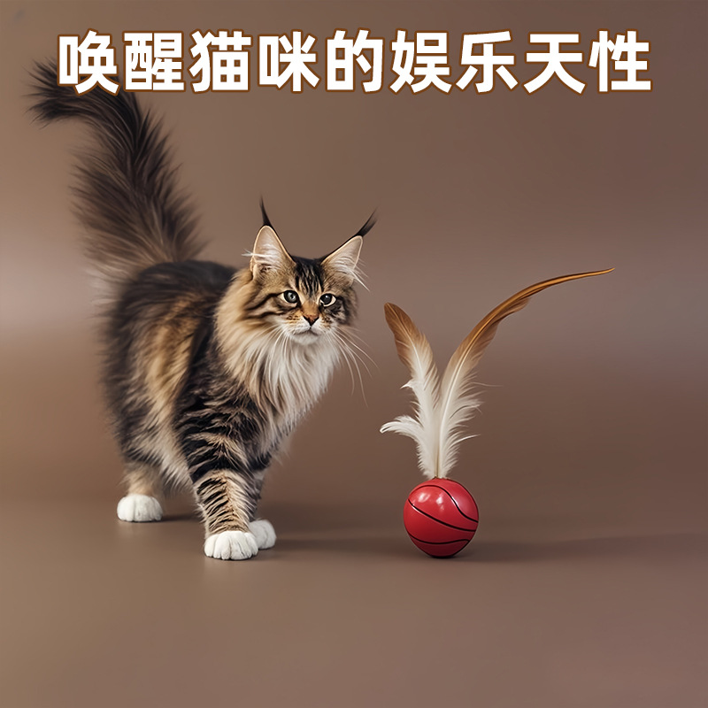 고양이 장난감 탄성 깃털 공 자기 자극 및 지루함 해소 깃털 탄성 공 고양이 장난감 대화 형 공 국경 간 고양이 용품