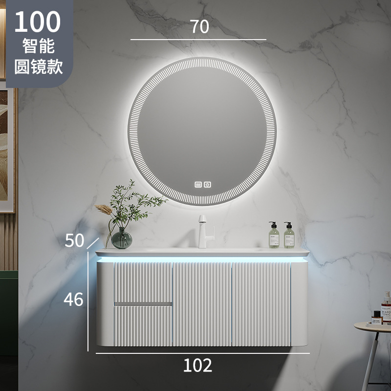 Mueble de baño de cerámica cuenca integrada lavabo de madera maciza lavabo gabinete de baño de cerámica integrada combinación gabinete de lavabo