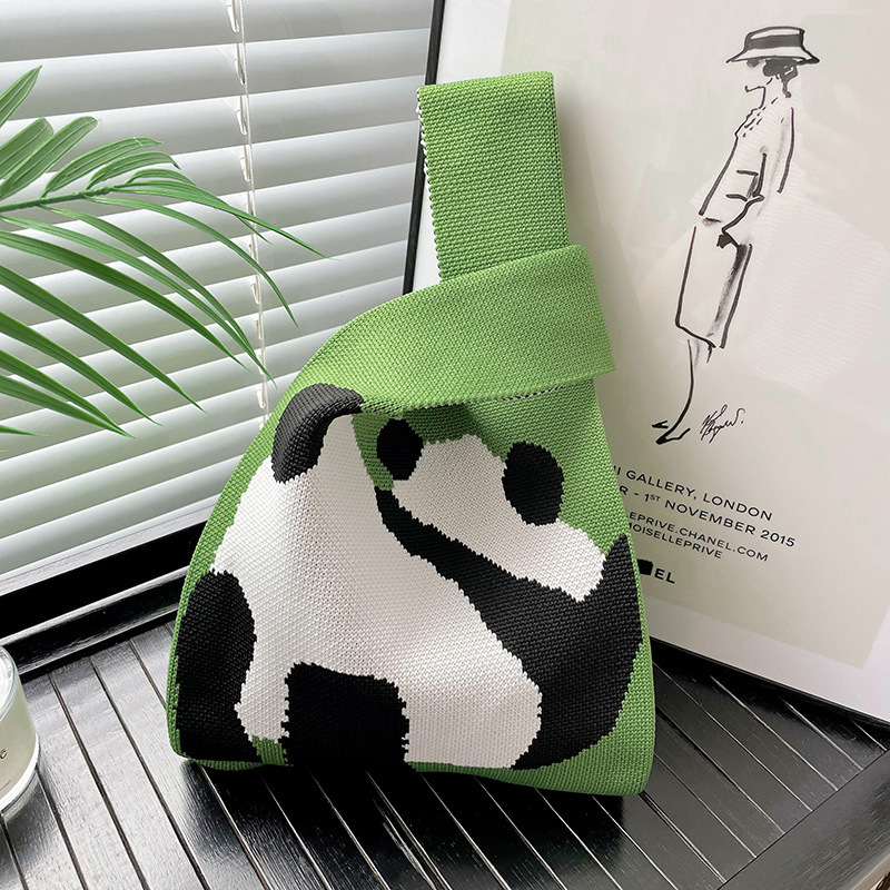 Bolsas de nicho de diseño de pandas lindos bolsas de mano de punto bolsas de mano estudiantes personalidad bolsas de brazo fábrica al por mayor