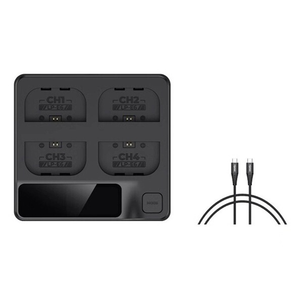 1 Set Color: Black Material: Plastic Lp-E6 Four-Way Fast Charger Pd Fast Charging Suitable for Canon 1 Set Color: Black Material: Plastic Lp-E6 Four-Way Fast Charger Pd Fast Charging Suitable for Canon
