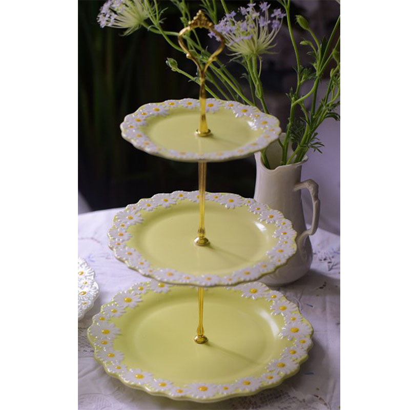 3겹 꼬치 노란색 데이지(둥근 머리 꼬치 막대)