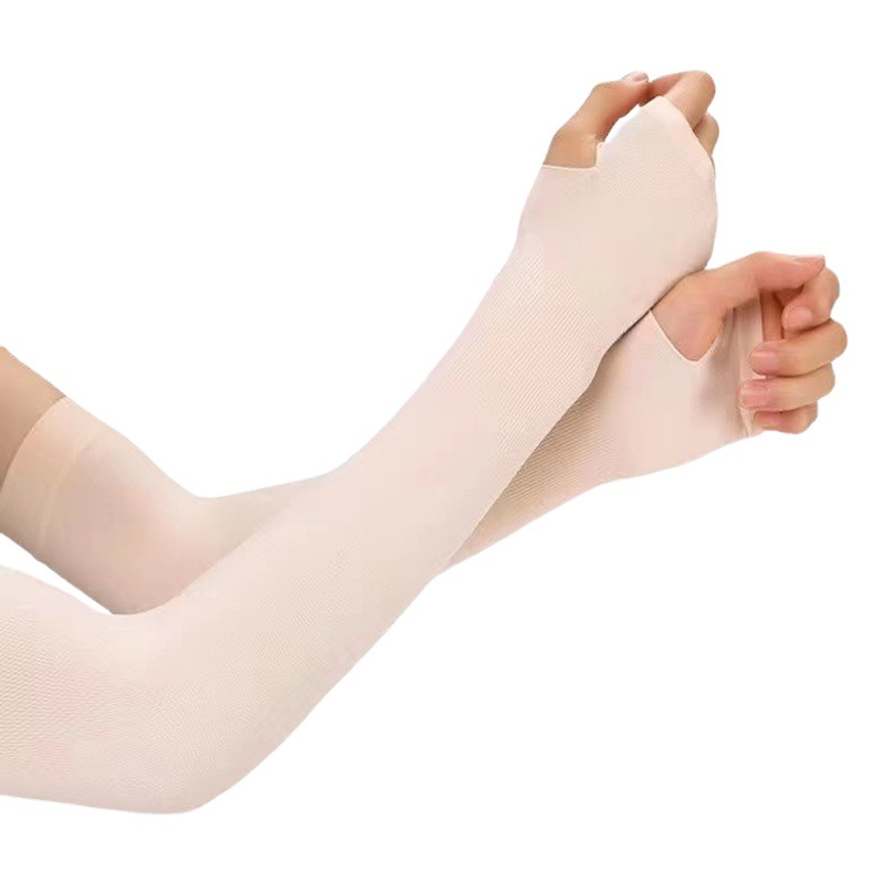 Ice Silk Sleeve Solid Color Light Plate Sun Protection Ice Sleeve Outdoor Riding UV Protection Summer Arm Long Arm Guard for Men and Women