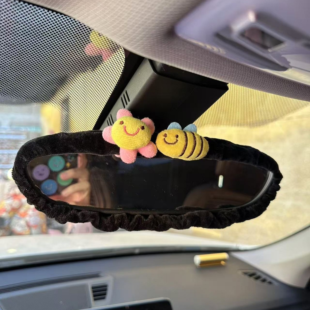 Creatividad transfronteriza encantadora cubierta de espejo retrovisor de automóvil nuevo espejo retrovisor de dibujos animados decoración interior del automóvil image 4