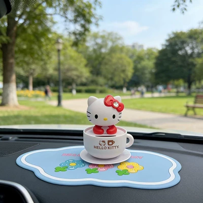 Creative Cartoon Cute Nodding | Car ornaments - red-kt-cat-blue-anti-slip-mat