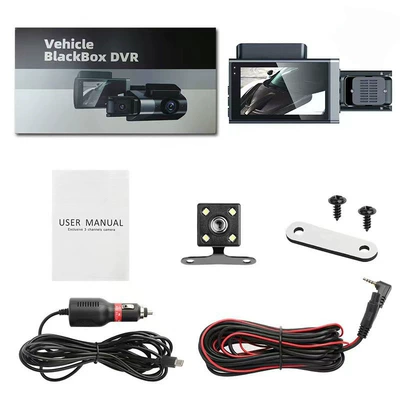Three-Lens Wifi Dash Cam 4K High-Definition Front and Rear Recording, Reversing Image, Mobile Phone Connectivity, Multi-Language Support (Driving recorder) - a6front-inside-rear-three-lenses-no-wifi