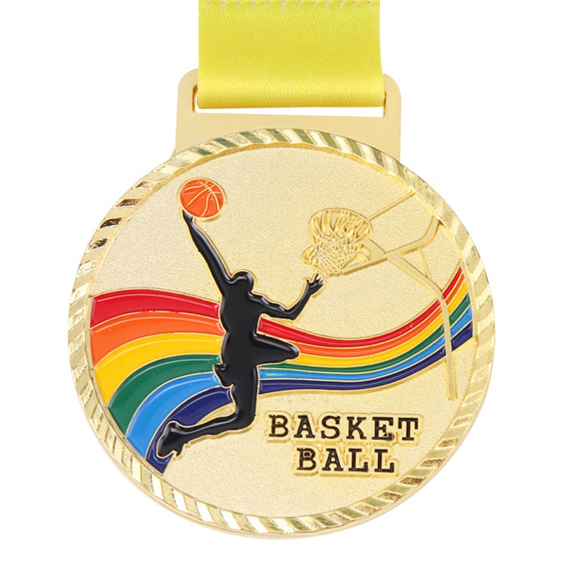 En stock medalla de metal de deportes baloncesto juego de fútbol de oro y plata trofeo de cobre Medalla Conmemorativa de honor puede ser impreso logo